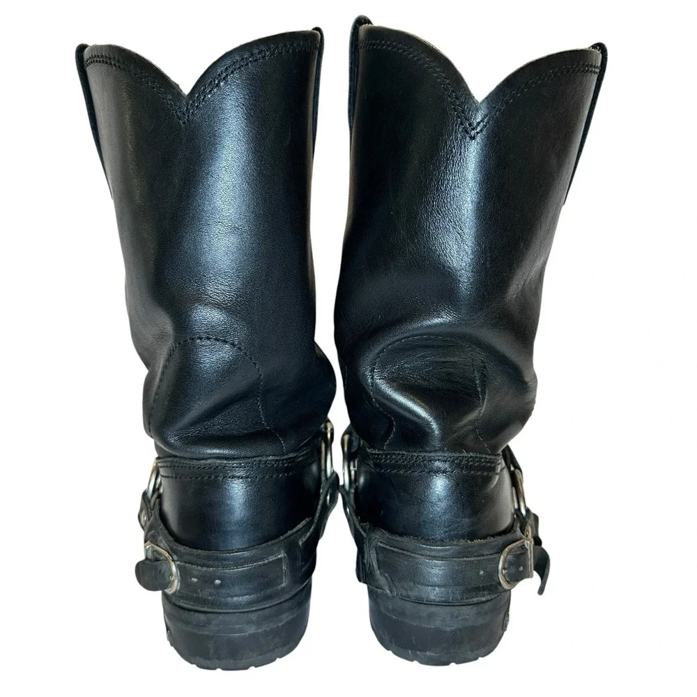 Xelement Men's 10 M Black Leather Eagle Harness Motorcycle Boots Vibram Sole